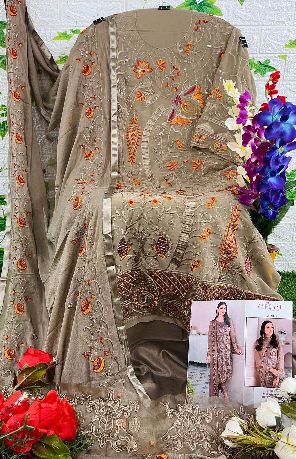 Zarqash  Z-3027 Faux Georgette Wholesale Pakistani Salwar Suit — Wholesale Pakistani Suits, MPA wholesale from Surat — view 3